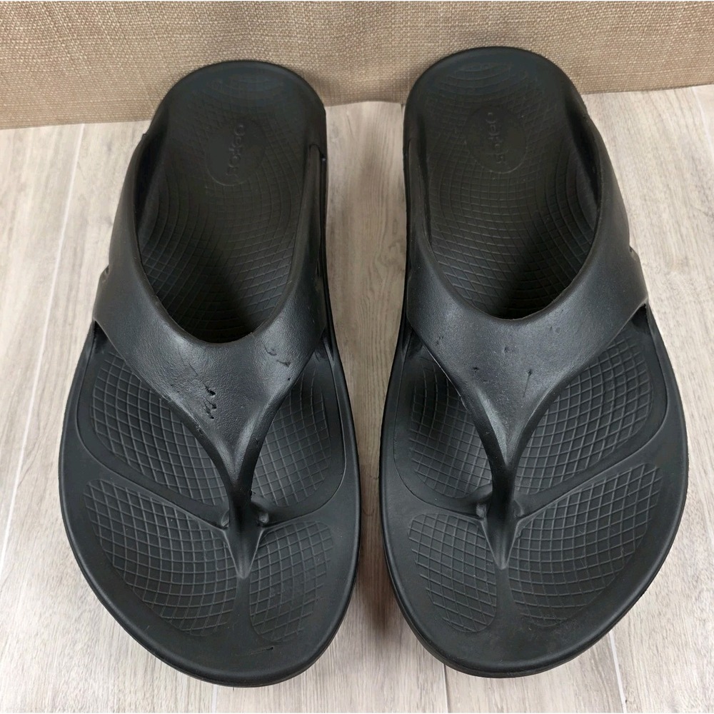 Oofos OOriginal Recovery Flip Flops Womens 14 Mens 12 Black Slip On Sandals